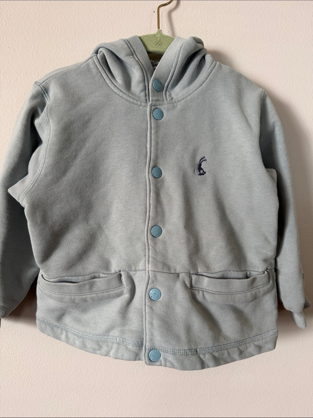 Comme Ca Du Mode Kids Hooded Snap Sweatshirt Jacket Lt Blue Japanese Designer